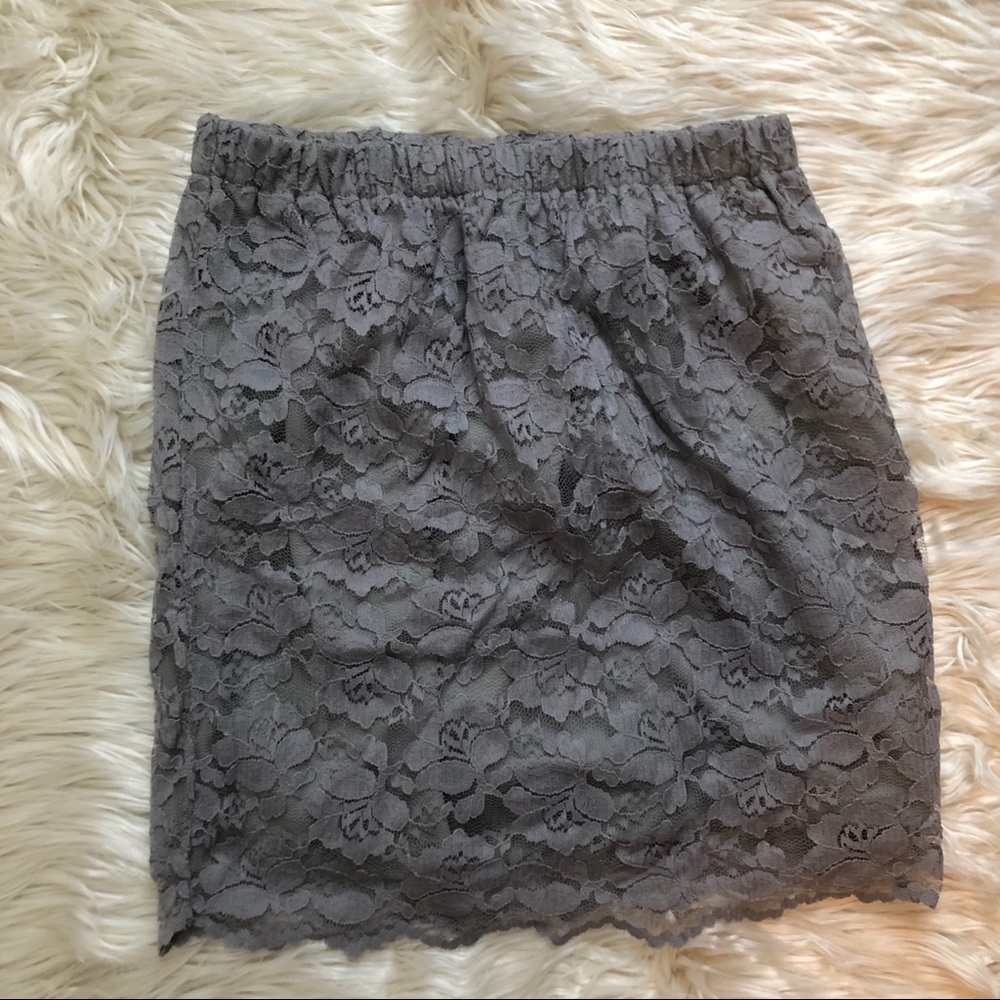 Xhilaration Grey Lace Mini Skirt Sz S